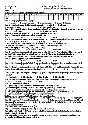 4 Đề kiểm tra 1 tiết số 1 môn Hóa học Lớp 10 - Năm học 2019-2020